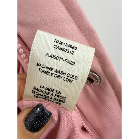 For Love And Lemons Jacket Pink Heart Puffer Coat Hooded Sherpa Trim Zip Up Sz M - Picture 9 of 12